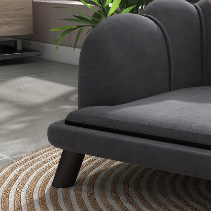 Dog Sofa Dog Couch, Washable Cover, Pet Sofa with Backrest and Wooden Legs, Cat Sofa, for medium-sized dogs under 25 kg, Dark Grey