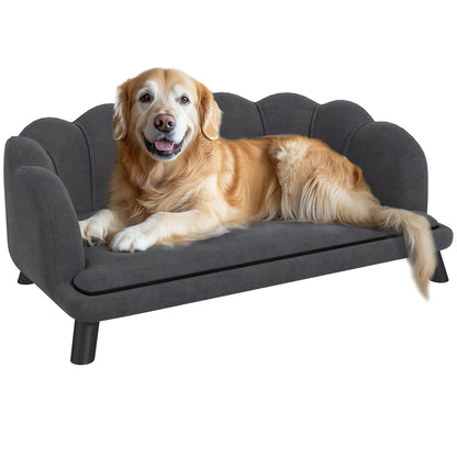 Dog Sofa Dog Couch, Washable Cover, Pet Sofa with Backrest and Wooden Legs, Cat Sofa, for medium-sized dogs under 25 kg, Dark Grey