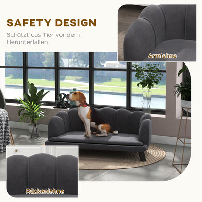 Dog Sofa Dog Couch, Washable Cover, Pet Sofa with Backrest and Wooden Legs, Cat Sofa, for medium-sized dogs under 25 kg, Dark Grey