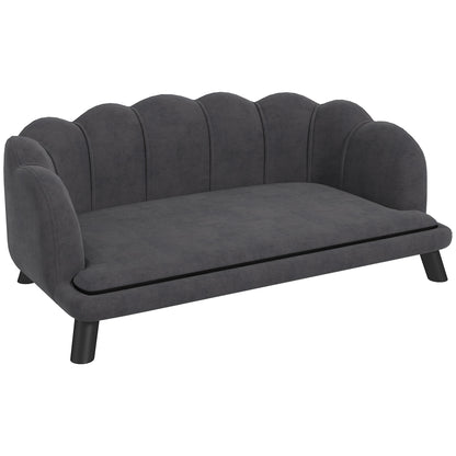 Dog Sofa Dog Couch, Washable Cover, Pet Sofa with Backrest and Wooden Legs, Cat Sofa, for medium-sized dogs under 25 kg, Dark Grey