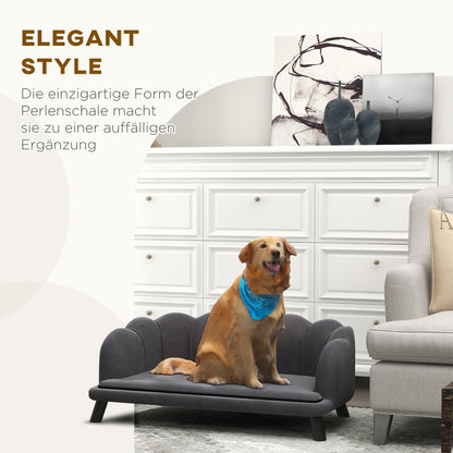 Dog Sofa Dog Couch, Washable Cover, Pet Sofa with Backrest and Wooden Legs, Cat Sofa, for medium-sized dogs under 25 kg, Dark Grey