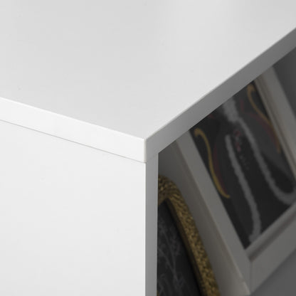 Printer Stand Office Side Cabinet with Wheels with 3 Side Shelves and 2 Brakes Load 30 kg for Bedroom Kitchen Living Room 60x40x75.8 cm White