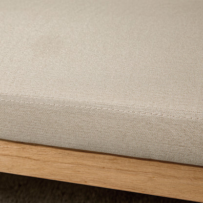 End of Bed Bench, Entryway Bench, Rattan Armrests and Solid Wood Frame, Linen-Effect Upholstered Seat, End of Bed for Bedroom, Living Room, Modern Design, Cream