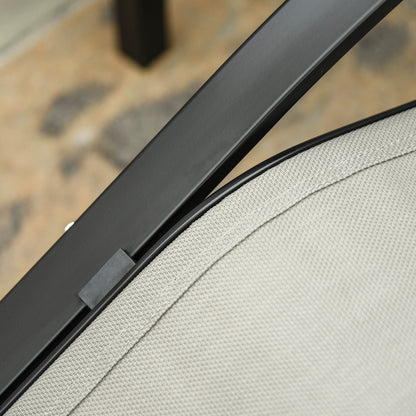 Set of 2 Contemporary Design Sun Loungers Glass Top Coffee Table Epoxy Metal Gray Textilene