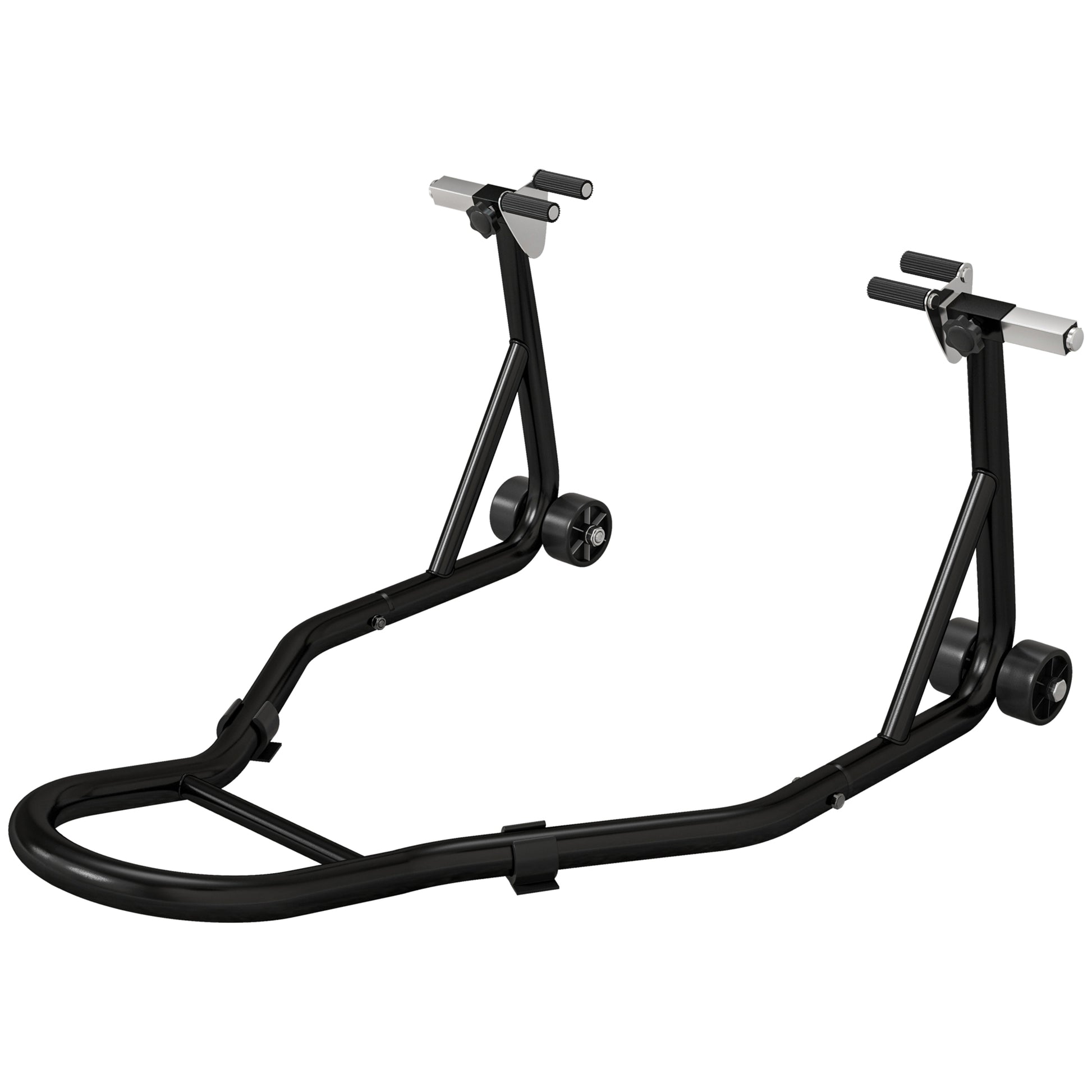 Front Wheel Motorcycle Stand, Motorcycle Lift Stand with U and L-shaped Swingarm, Universal Steel Workshop Lift Stand in Black