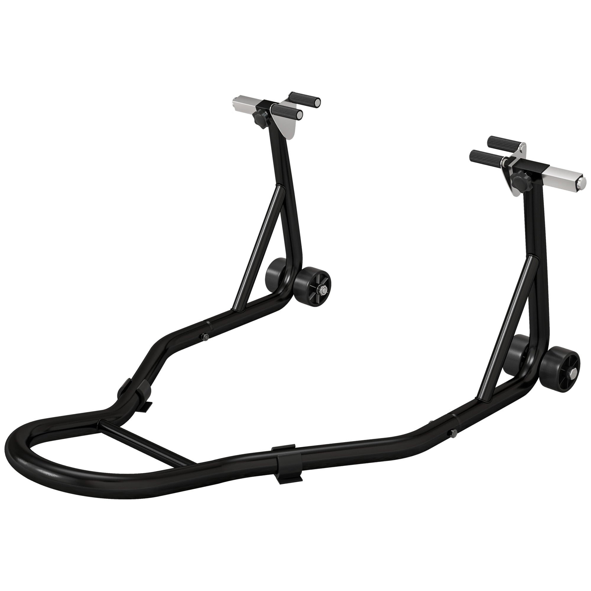 Front Wheel Motorcycle Stand, Motorcycle Lift Stand with U and L-shaped Swingarm, Universal Steel Workshop Lift Stand in Black