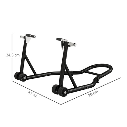 Front Wheel Motorcycle Stand, Motorcycle Lift Stand with U and L-shaped Swingarm, Universal Steel Workshop Lift Stand in Black