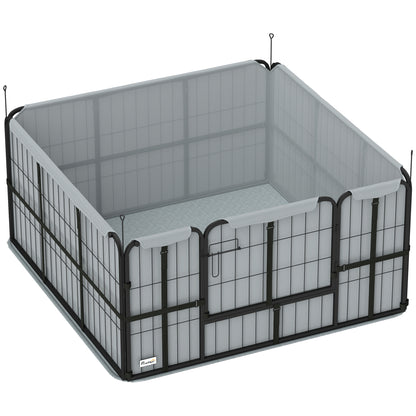 Dog Whelping Pen, Dog Whelping Box with Lockable Door, Oxford 600D Fabric, Washable Pad, Dog Enclosure, Steel, 122 x 122 x 60 cm, Black