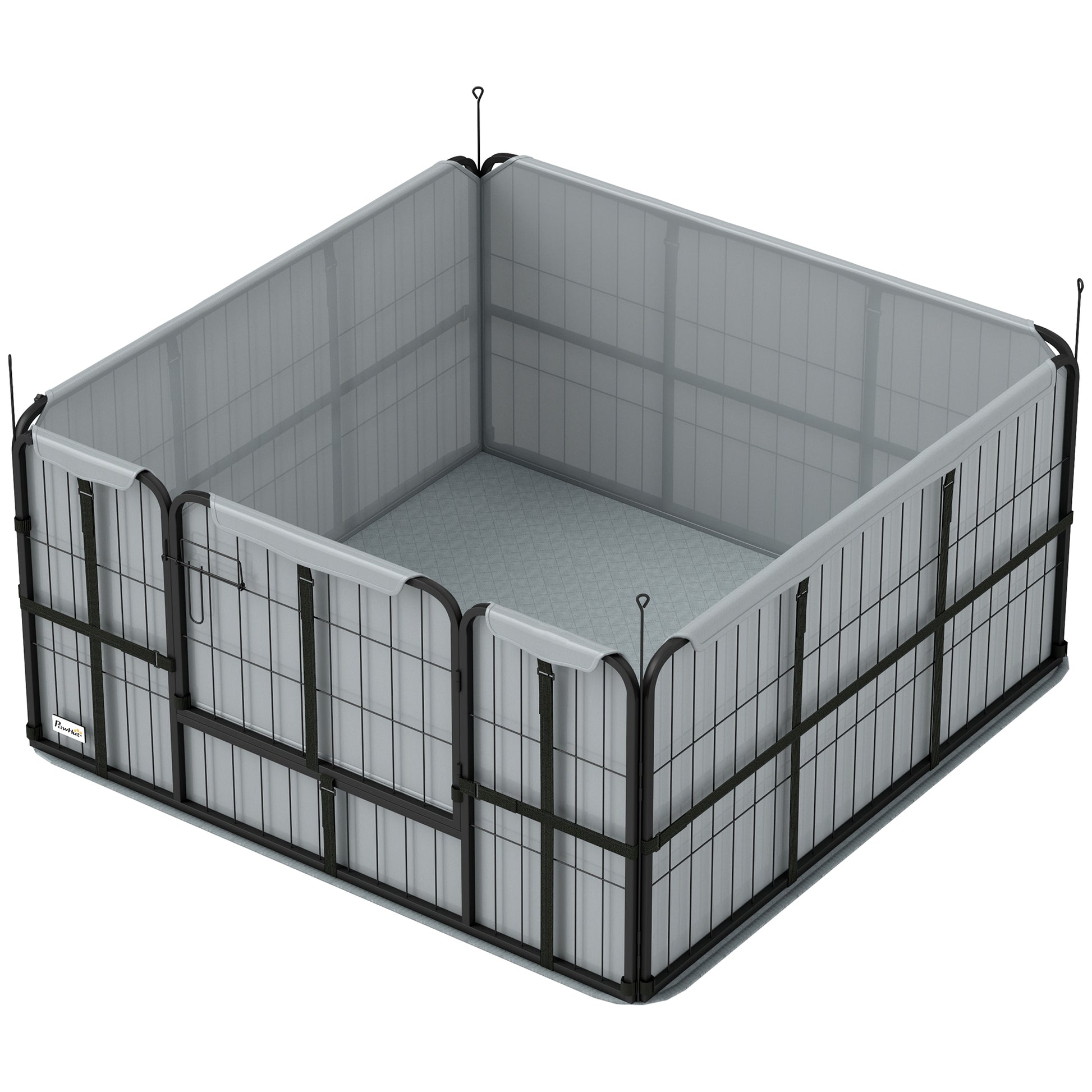 Dog Whelping Pen, Dog Whelping Box with Lockable Door, Oxford 600D Fabric, Washable Pad, Dog Enclosure, Steel, 122 x 122 x 60 cm, Black