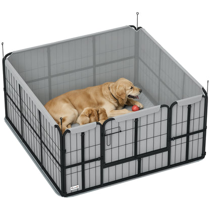 Dog Whelping Pen, Dog Whelping Box with Lockable Door, Oxford 600D Fabric, Washable Pad, Dog Enclosure, Steel, 122 x 122 x 60 cm, Black