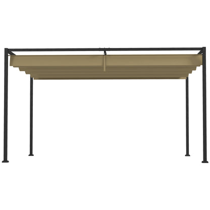 Pergola 4x3m Garden Pavilion, Steel Terrace Canopy, Garden Pavilion with Adjustable Roof, Freestanding, Sun Protection for Terrace and Garden, Khaki