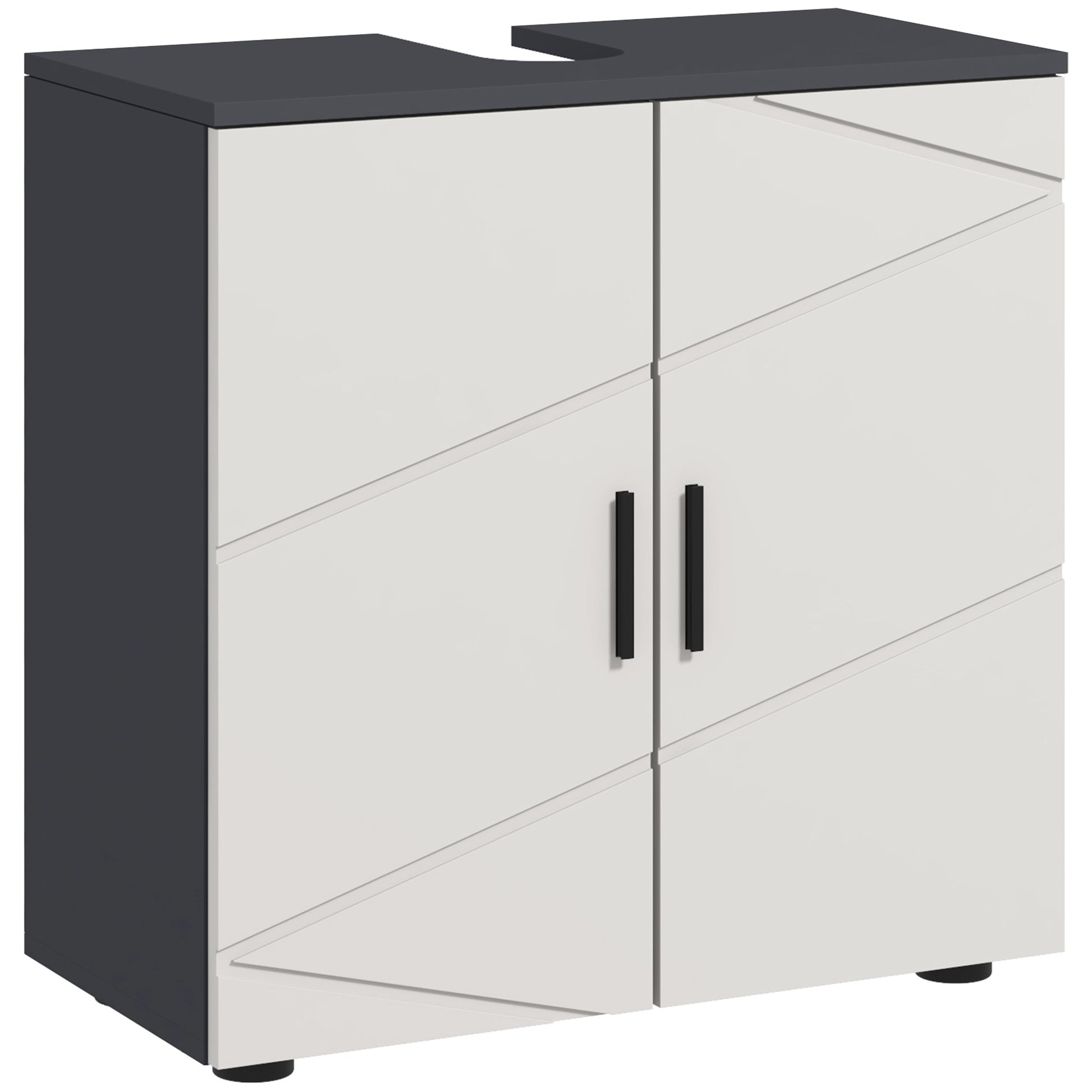 Under Sink Cabinet with Adjustable Shelf, Vanity Cabinet with Handle, Bathroom Cabinet with Tip-Over Protection, Gray, 60 x 30 x 60 cm