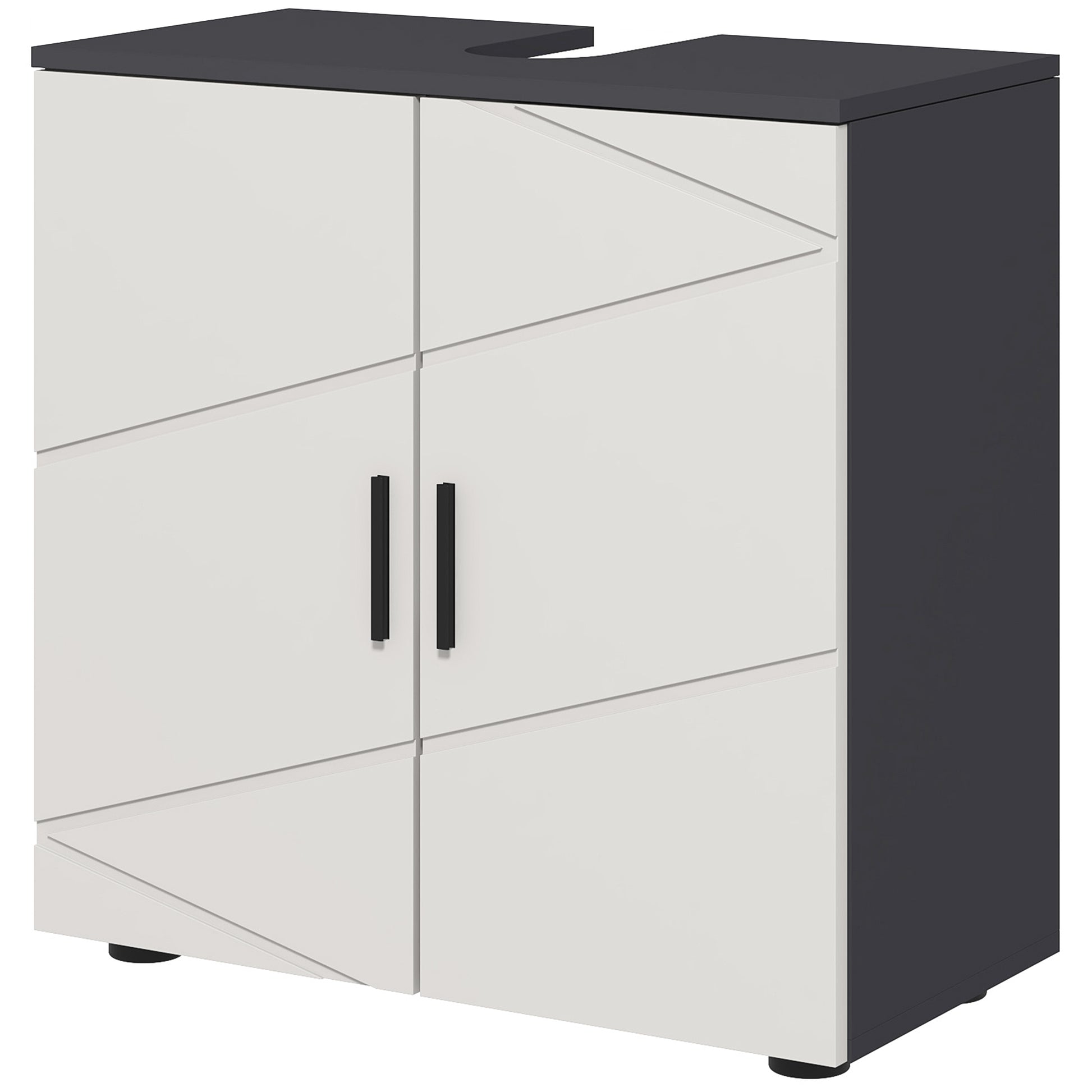 Under Sink Cabinet with Adjustable Shelf, Vanity Cabinet with Handle, Bathroom Cabinet with Tip-Over Protection, Gray, 60 x 30 x 60 cm