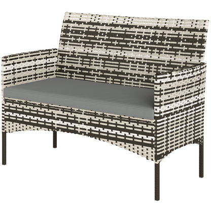 2-Seater Rattan Garden Sofa with Cushions — Weatherproof Outdoor Loveseat, Light Gray