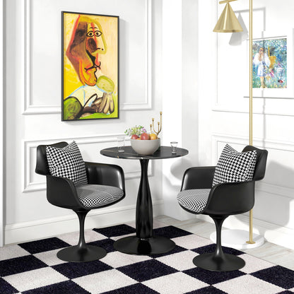 Dining Table, Round Kitchen Table, Modern Dining Table Coffee Table with Steel Frame, Bar Table for 2 Persons, Ø70 x 74 cm, Black