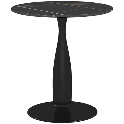 Dining Table, Round Kitchen Table, Modern Dining Table Coffee Table with Steel Frame, Bar Table for 2 Persons, Ø70 x 74 cm, Black