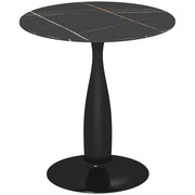 Dining Table, Round Kitchen Table, Modern Dining Table Coffee Table with Steel Frame, Bar Table for 2 Persons, Ø70 x 74 cm, Black