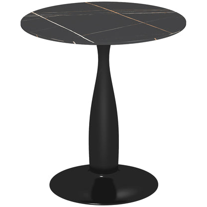 Dining Table, Round Kitchen Table, Modern Dining Table Coffee Table with Steel Frame, Bar Table for 2 Persons, Ø70 x 74 cm, Black