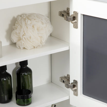 Wall-Mounted Bathroom Cabinet with Mirror Hanging Bathroom Cabinet with 2 Glass Doors and Storage Shelf 80x20x65 cm White