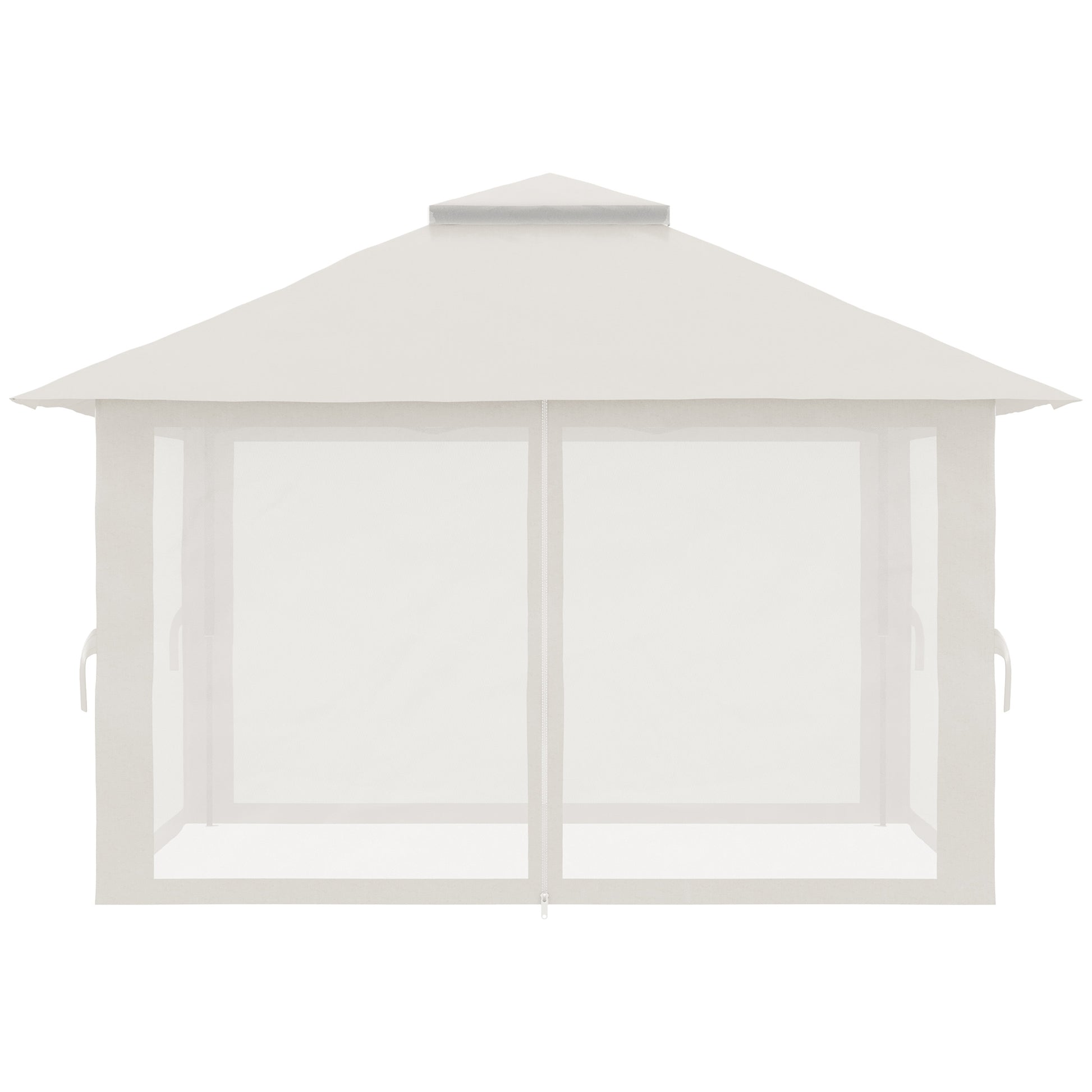 Pavilion 4x4m Stable Winterproof Pop-up Garden Gazebo with Double Roof, UV Protection 50+ Party Tent Garden Tent with 4 Side Walls Bag Sandbags for Camping Garden Festival, Cream White
