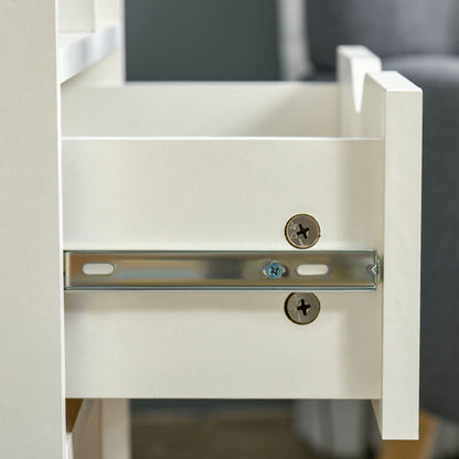 Bookcase Shelf for Books with 1 Drawer and Wooden Legs 6 Open Storage Compartments Plants Files for Living Room Bedroom Office 50x29.5x120 cm White