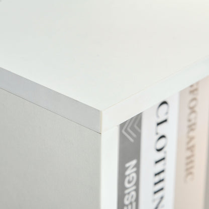 Bookcase Shelf for Books with 1 Drawer and Wooden Legs 6 Open Storage Compartments Plants Files for Living Room Bedroom Office 50x29.5x120 cm White