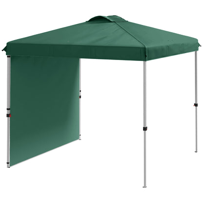 Foldable Gazebo 2.5x2.5 m Garden Canopy with 1 Side Wall Adjustable Height in 3 Levels Anti-UV Waterproof and Sandbag Green Gazebo for Outdoor Camping Parties
