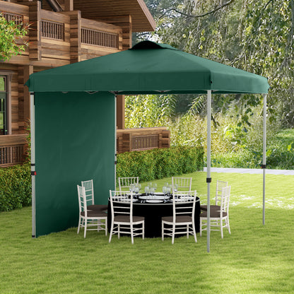 Foldable Gazebo 2.5x2.5 m Garden Canopy with 1 Side Wall Adjustable Height in 3 Levels Anti-UV Waterproof and Sandbag Green Gazebo for Outdoor Camping Parties