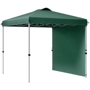 Foldable Gazebo 2.5x2.5 m Garden Canopy with 1 Side Wall Adjustable Height in 3 Levels Anti-UV Waterproof and Sandbag Green Gazebo for Outdoor Camping Parties