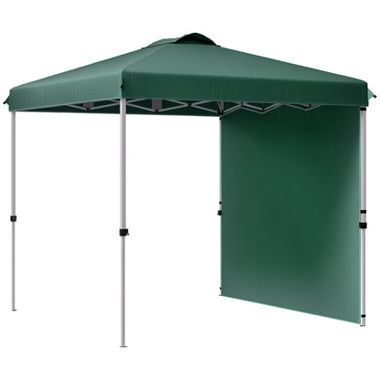 Foldable Gazebo 2.5x2.5 m Garden Canopy with 1 Side Wall Adjustable Height in 3 Levels Anti-UV Waterproof and Sandbag Green Gazebo for Outdoor Camping Parties
