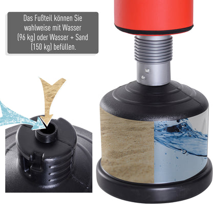 Freestanding Punching Bag Punch Dummy Training Partner Punch Bag 158-186 cm Height Adjustable NEW Black+Red