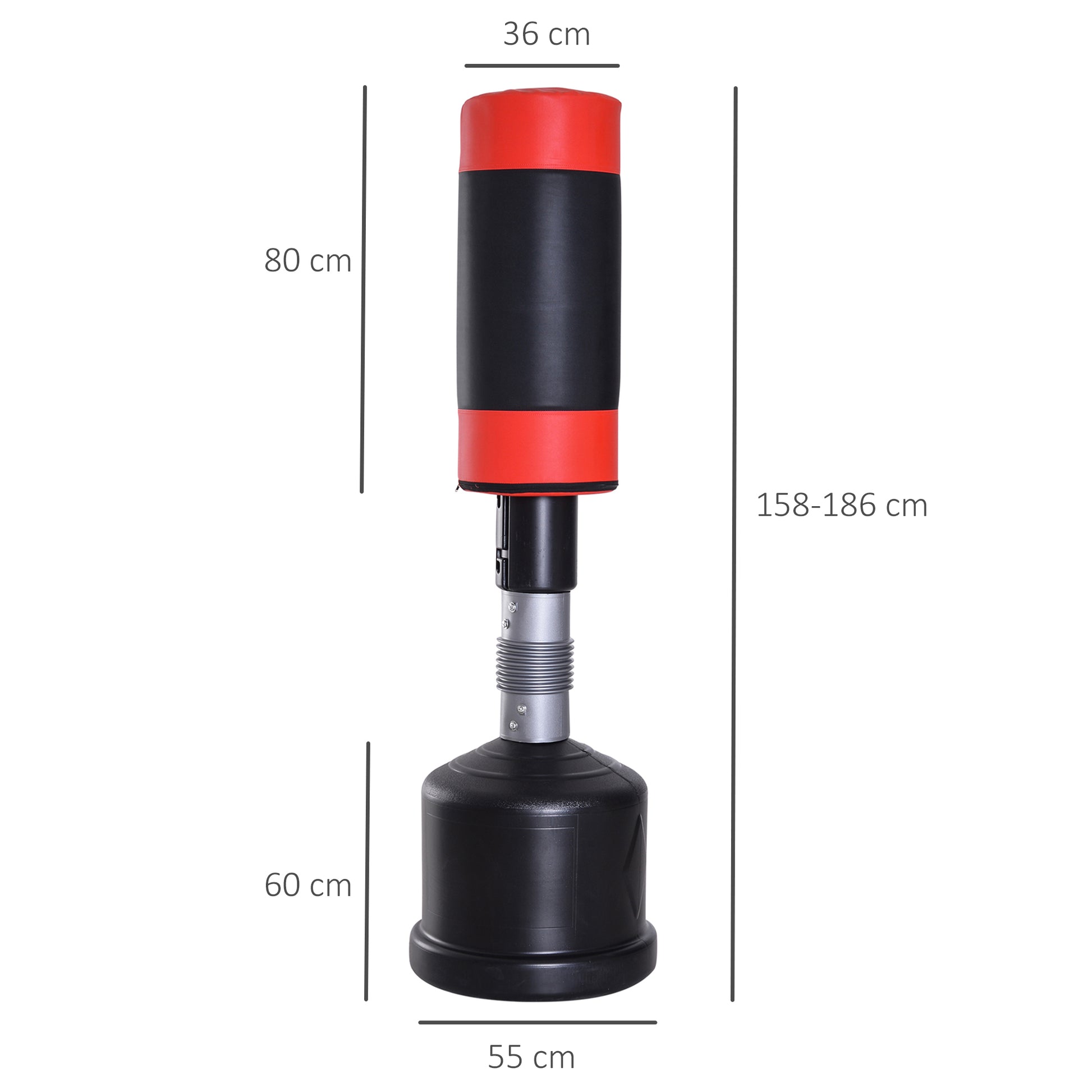 Freestanding Punching Bag Punch Dummy Training Partner Punch Bag 158-186 cm Height Adjustable NEW Black+Red