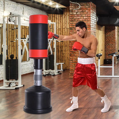 Freestanding Punching Bag Punch Dummy Training Partner Punch Bag 158-186 cm Height Adjustable NEW Black+Red