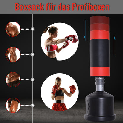 Freestanding Punching Bag Punch Dummy Training Partner Punch Bag 158-186 cm Height Adjustable NEW Black+Red