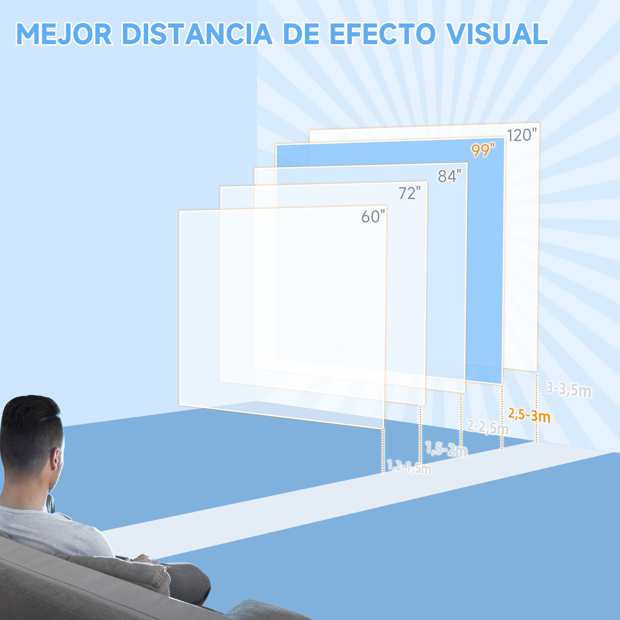 99-Inch Manual Projector Screen Portable Projection Screen 1:1 Format for Indoor and Outdoor Home Cinema Patio 178x178 cm White