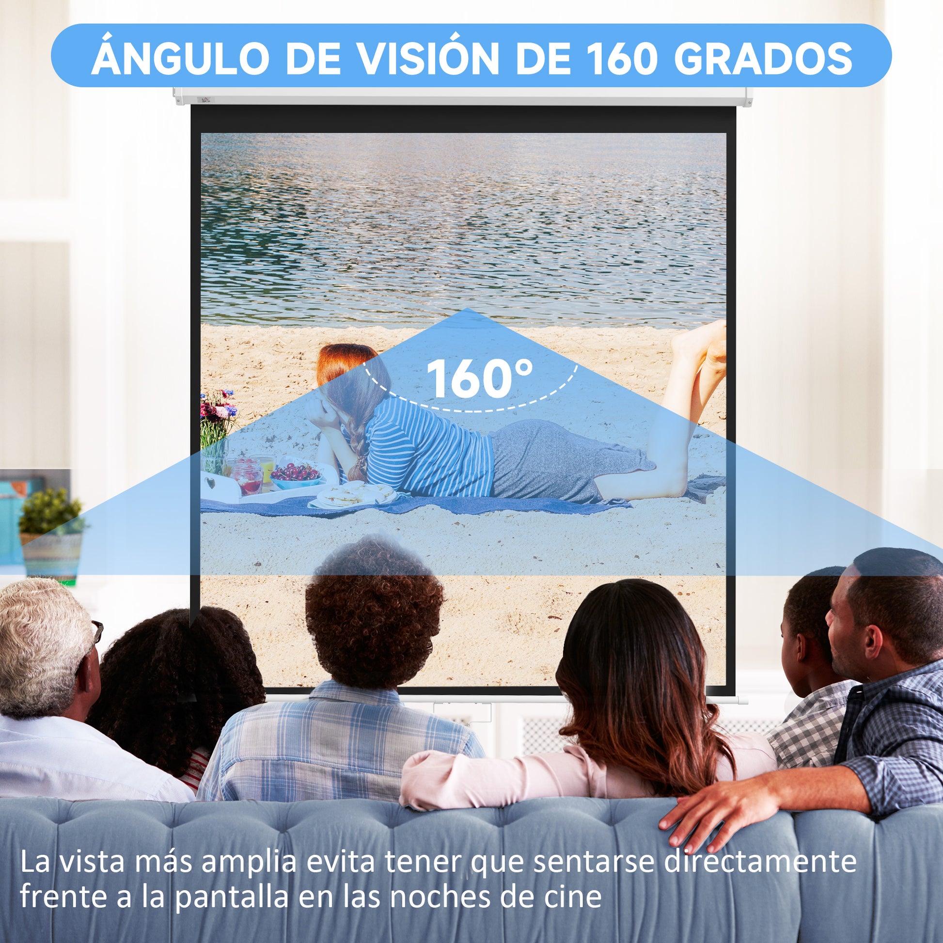 99-Inch Manual Projector Screen Portable Projection Screen 1:1 Format for Indoor and Outdoor Home Cinema Patio 178x178 cm White