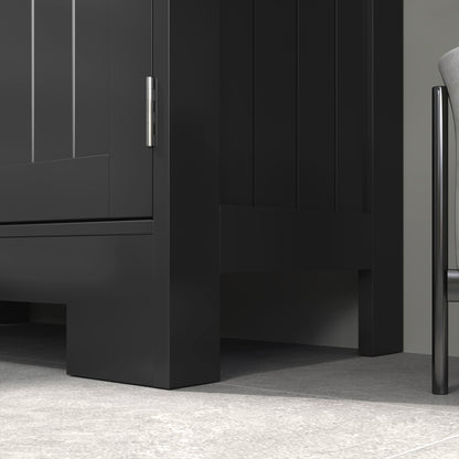 Bathroom Cabinet, Storage Cabinet with 2 Drawers, Niche, Wardrobe with Door, Adjustable Shelf, Bathroom Cabinet, Kitchen, Living Room, 60 x 30 x 109 cm, Black