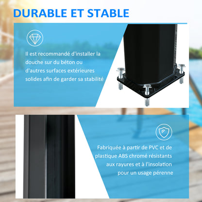 35L Outdoor Solar Shower Garden Beach Pool Solar Shower with Shower Head and Thermometer Integrated Cold and Hot Water up to 55°C PVC ABS dim. 17.5L x 14.5W x 216H cm black