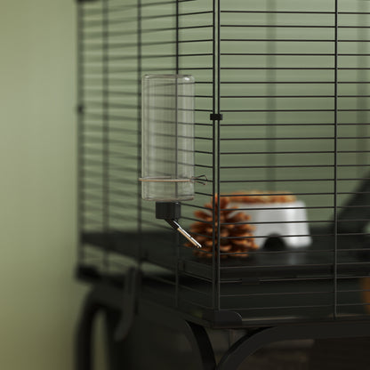 4-Level Cage for Small Animals with Wheels Cage for Rodents with Deep Tray Ramps Platforms Feeder and Drinker Enclosure for Chinchillas Ferrets Hamster 73x47x123 cm Black