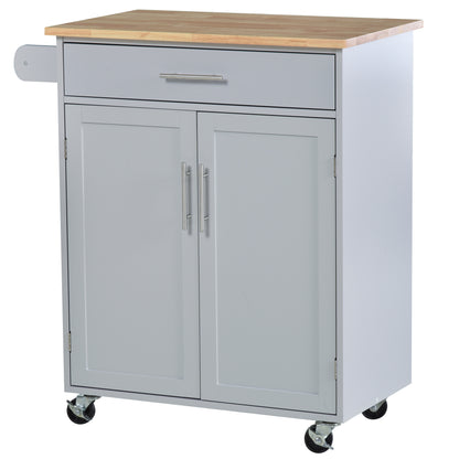 Kitchen Trolley Cart with Drawer Cupboard Towel Holder - 83cm L x 45cm W x 91.5cm H Gray