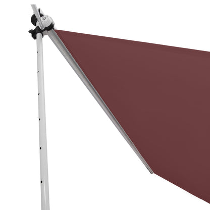 Manual Retractable Awning 3L x 1.5W m Telescopic Awning without Drilling Adjustable Inclination and Height Quick Installation Metal Aluminium Polyester Anti-UV Bordeaux