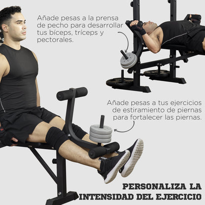 Multifunctional Weight Bench Adjustable in 6 Positions for Full Body Workout at Home Gym Load 150 kg 180x134x200 cm Silver and Black