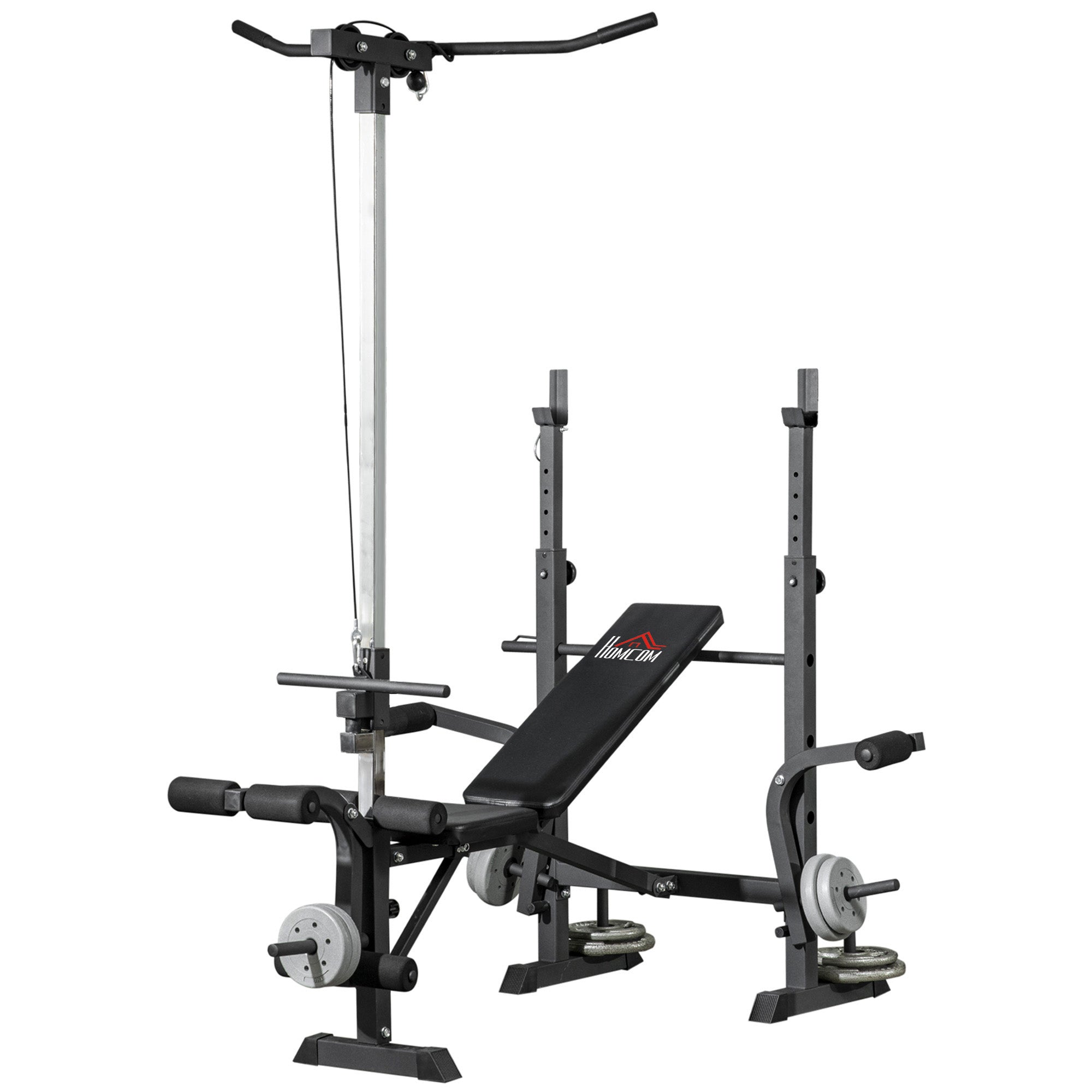 Multifunctional Weight Bench Adjustable in 6 Positions for Full Body Workout at Home Gym Load 150 kg 180x134x200 cm Silver and Black