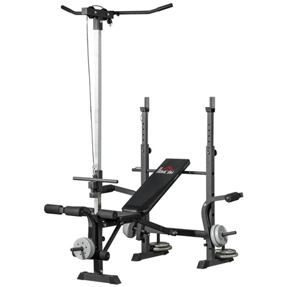 Multifunctional Weight Bench Adjustable in 6 Positions for Full Body Workout at Home Gym Load 150 kg 180x134x200 cm Silver and Black