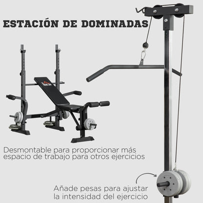 Multifunctional Weight Bench Adjustable in 6 Positions for Full Body Workout at Home Gym Load 150 kg 180x134x200 cm Silver and Black