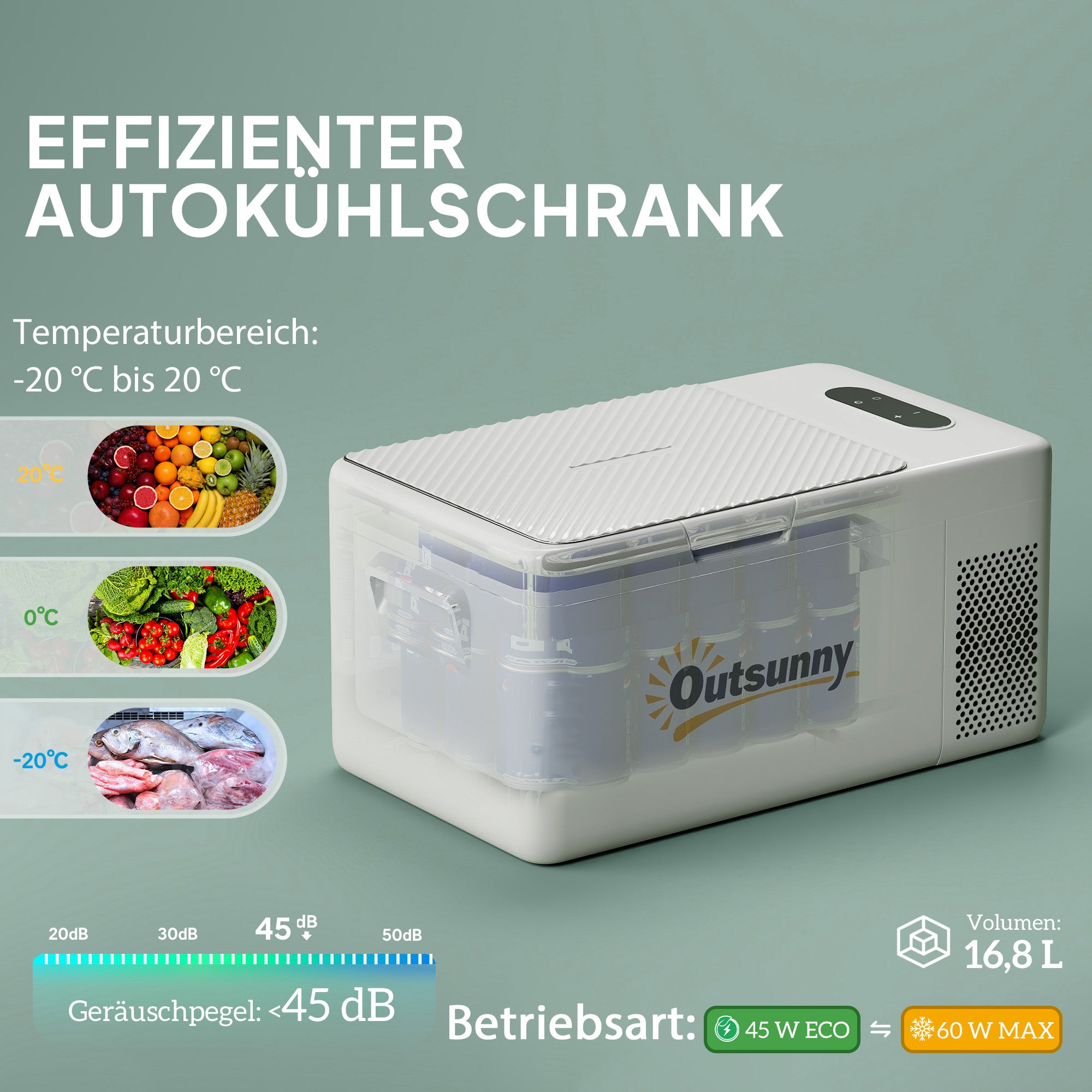 16.8 Liter Compressor Electric Cooler Mini Fridge up to -20℃ Cooler with LED ECO Mode Connection Cooling Function Quiet Freezer Box Thermobox 12/230 Volts for Car, Truck, Boat Travel Cream White