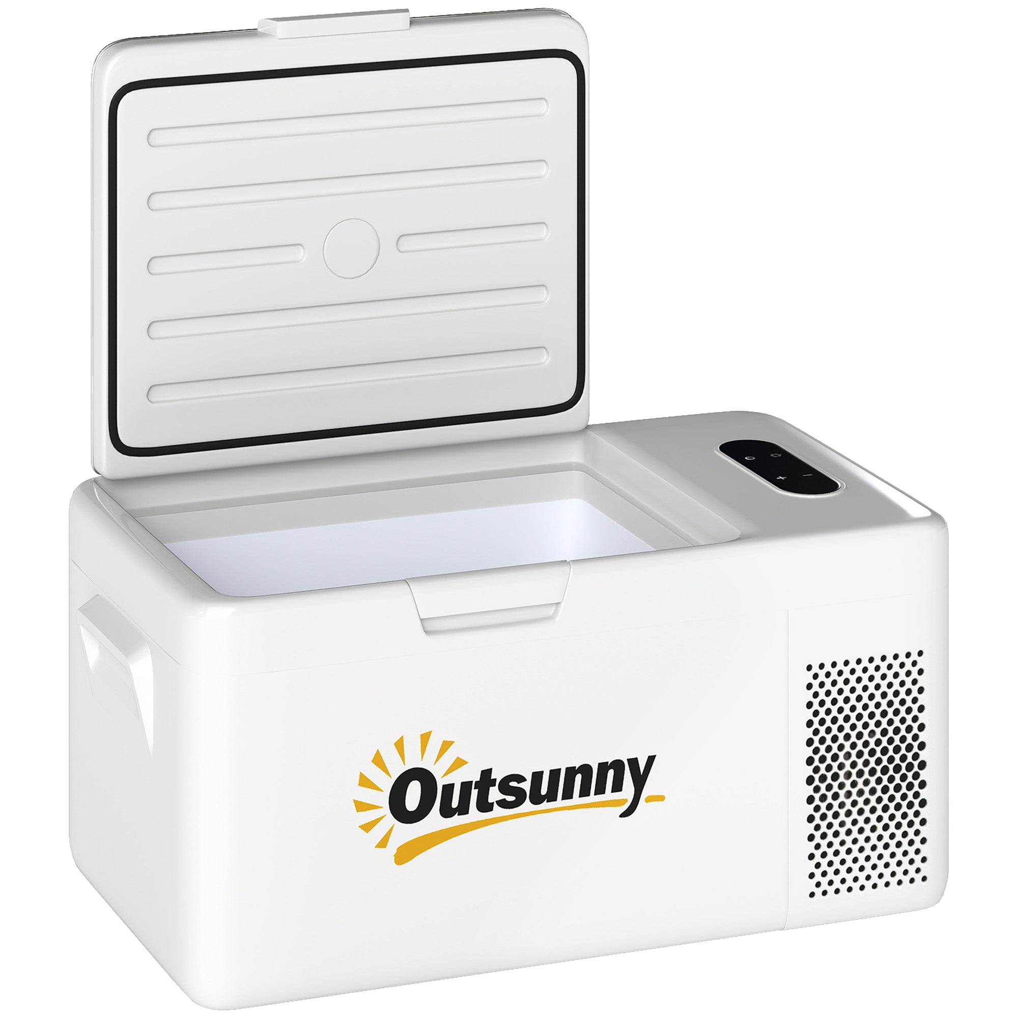 16.8 Liter Compressor Electric Cooler Mini Fridge up to -20℃ Cooler with LED ECO Mode Connection Cooling Function Quiet Freezer Box Thermobox 12/230 Volts for Car, Truck, Boat Travel Cream White