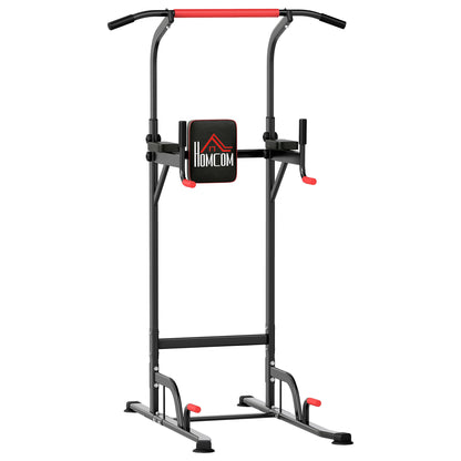 Exercise Tower Multifunctional Station Adjustable Height with 7 Holes for Fitness Training at Home Office Gym Maximum Load 120 kg 123x98x189-239 cm Black and Red