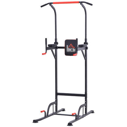 Exercise Tower Multifunctional Station Adjustable Height with 7 Holes for Fitness Training at Home Office Gym Maximum Load 120 kg 123x98x189-239 cm Black and Red