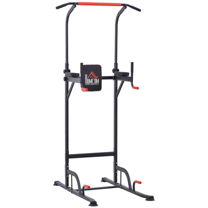 Exercise Tower Multifunctional Station Adjustable Height with 7 Holes for Fitness Training at Home Office Gym Maximum Load 120 kg 123x98x189-239 cm Black and Red